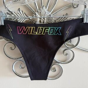 Wildfox Black Bikini Bottom with Rainbow Logo
